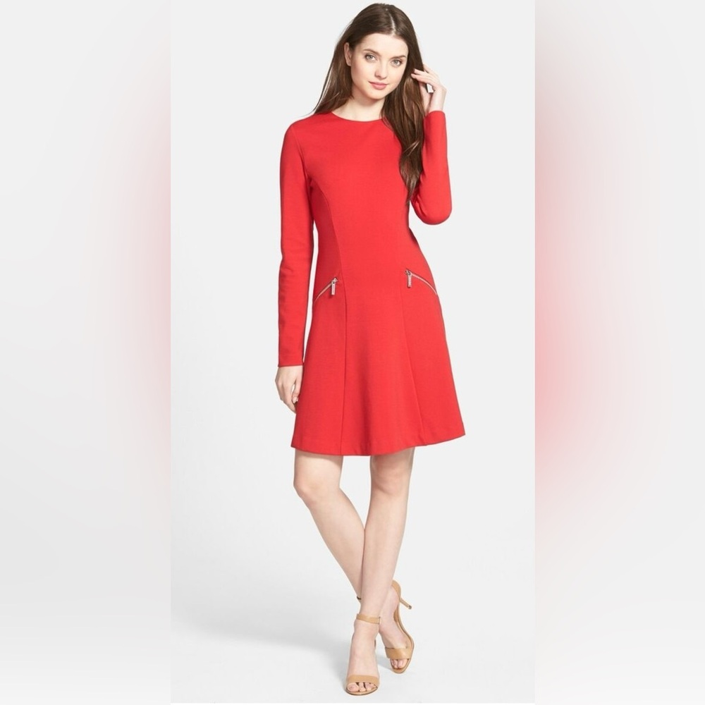 MICHAEL Michael Kors Long sleeve A-Line Zip Point Dress - EUC